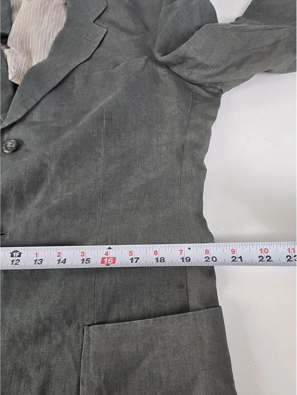Hugo Boss BOSS Solbiati 100% Linen Blazer 42L Sage Green Sport Coat Jacket Flaws
